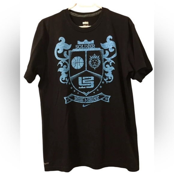 LEBRON JAMES NIKE SOLDIER “RISE AND SHINE” men's size Ig black Dri Fit tshirt - Picture 2 of 10